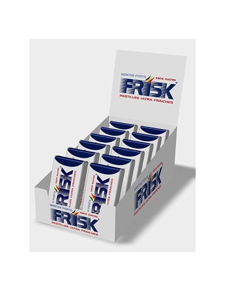 Frisk - Pastilles Menthe Forte - Mini Bonbon Maxi Rafraîchissant - Haleine Fraîche - Sans Sucres - 12 Étuis de 40 Pastilles