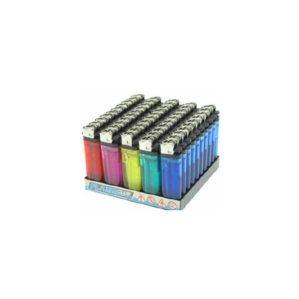 Briquets jetables transparents couleurs assorties /50