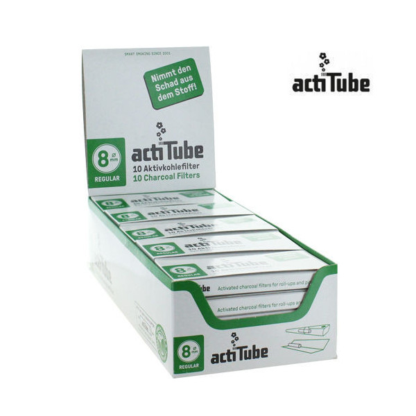 Display de 25 paquets de Filtre a Charbon Actitube ¸ Regular 8mm