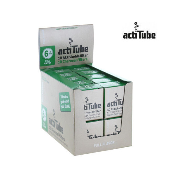 Display de 20 paquets de Filtre a Charbon Actitube ¸ Extra Slim 6mm