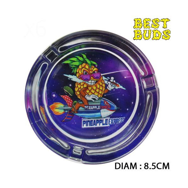 Cendrier rond en verre Best Buds "Pineapple Express" (PM) 8.5CM